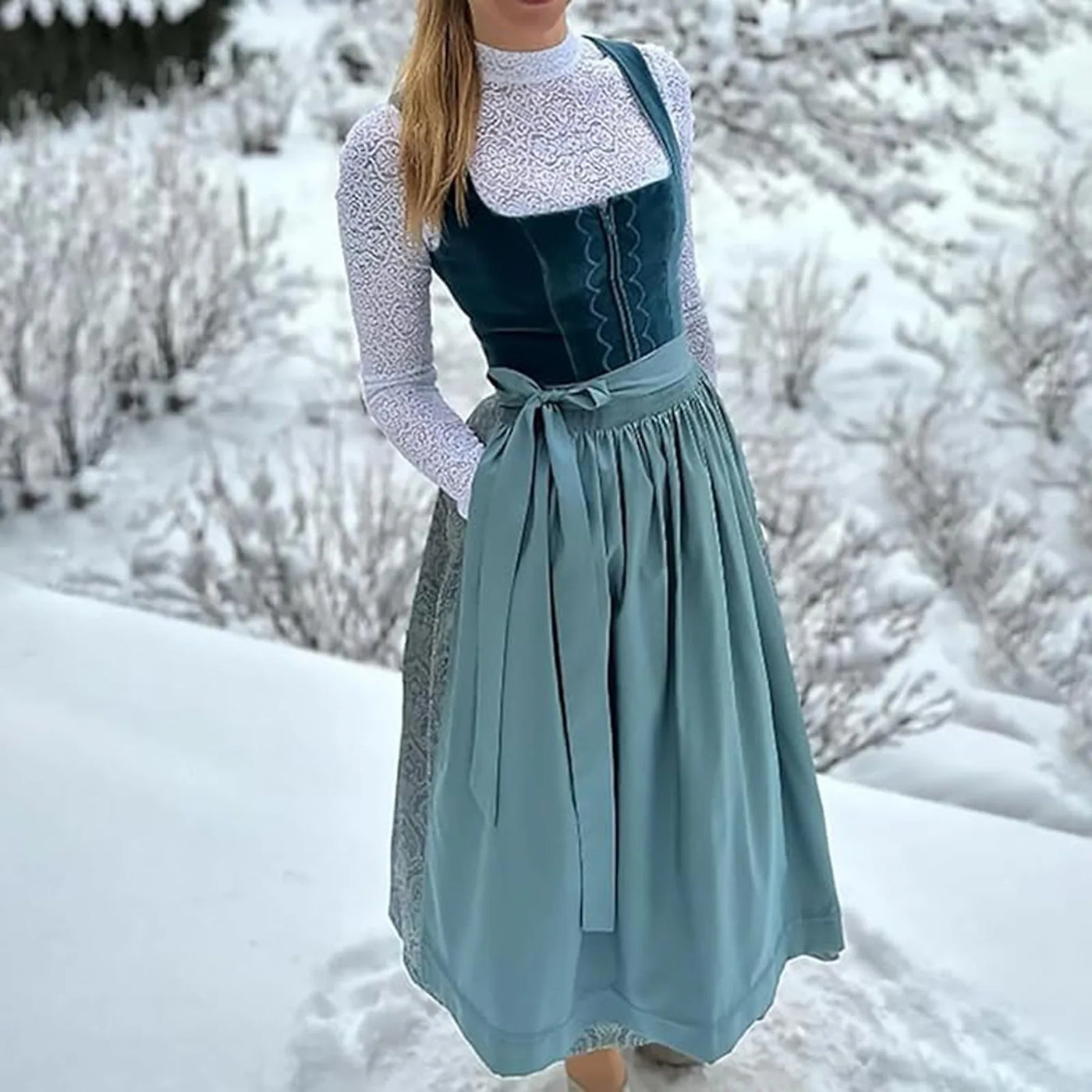 Dame Vintage Oktoberfest Kostume | Elegant & traditionelt Dirndl kjole | Vanero