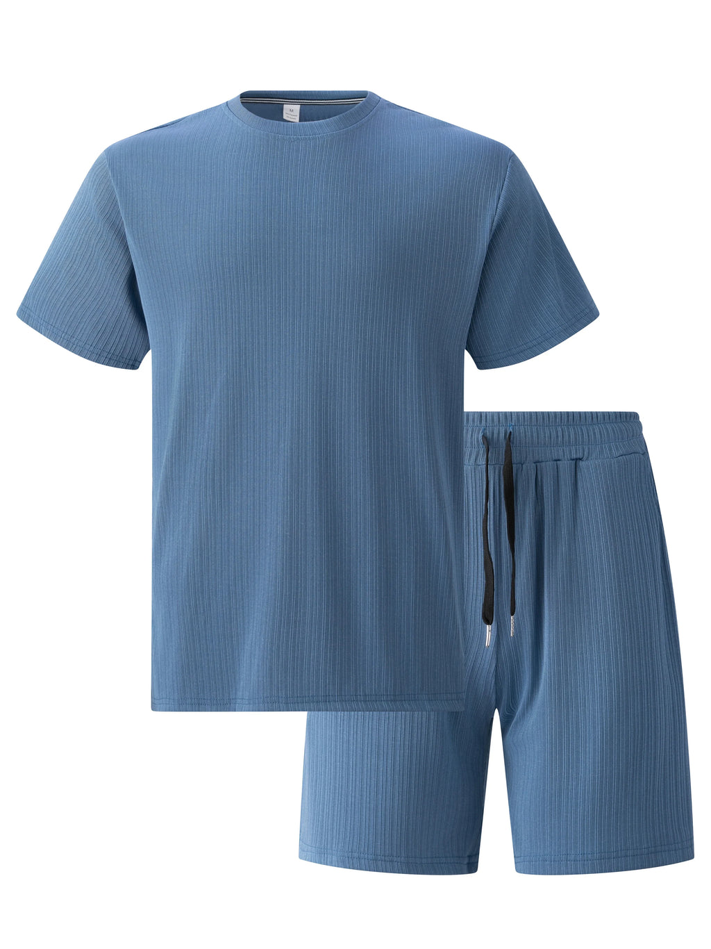 Herresæt Bomuld Polyester Blanding | Relaxed Fit Lounge Sæt | Kortærmet Overdel & Shorts til Hverdagsbrug & Fritidsaktiviteter | Vanero