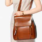 Rygsæk I Ægte Læder Til Dame | Polstrede Skulderremme & Flere Rum | Laptopopbevaring Til Arbejde, Skole & Rejser | Vanero