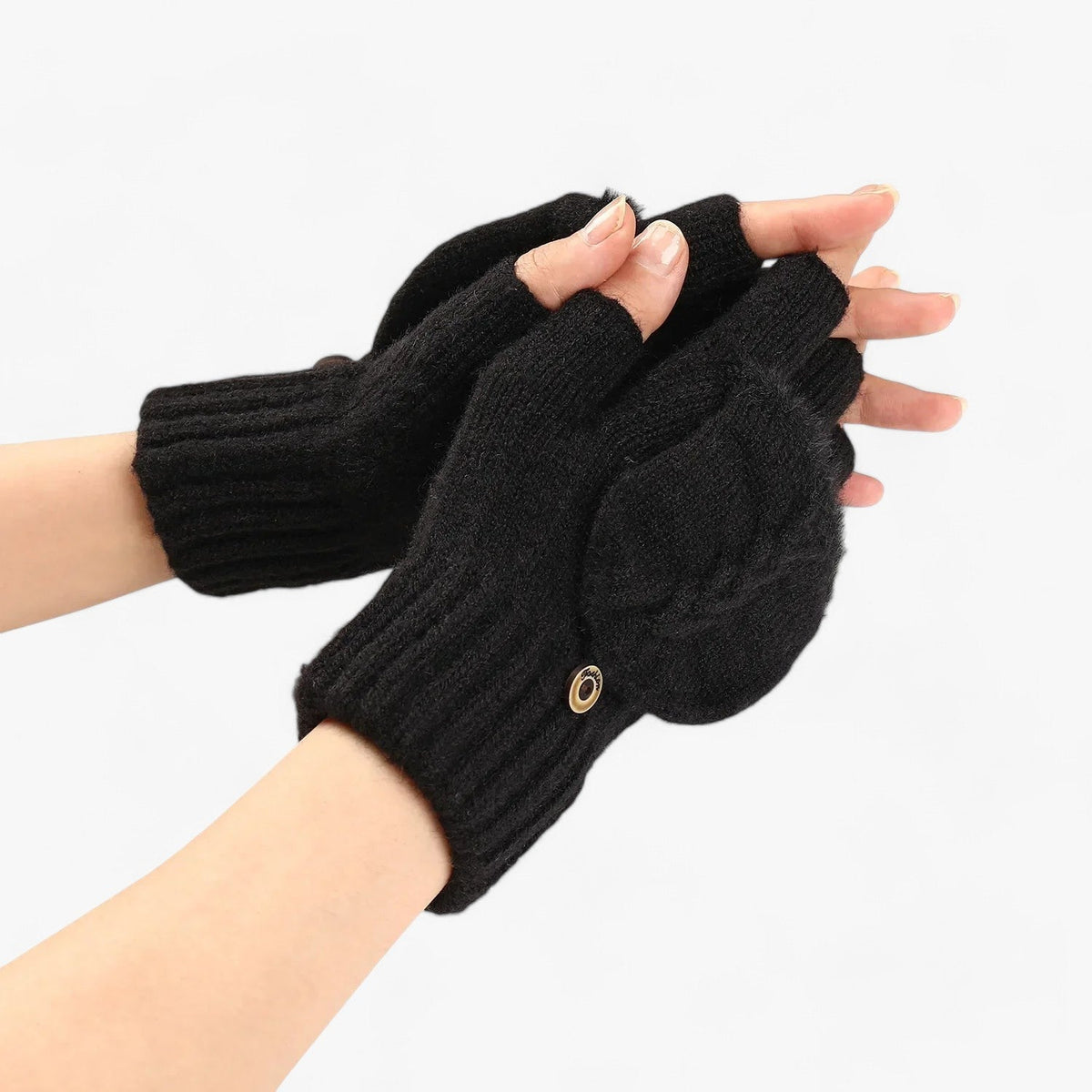 Dame Handsker i Tykt Strik | Foldbart Design & Fingeradgang | Håndbeklædning Til Hverdagsbrug i Koldt Vejr | Vanero