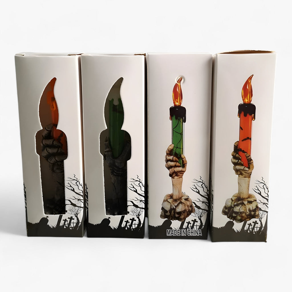 Skelethånd LED-Lys | Flakkende Flammeeffekt & Batteridrevet Design | Halloween Borddekoration Til Hjemmet & Temafester | Vanero