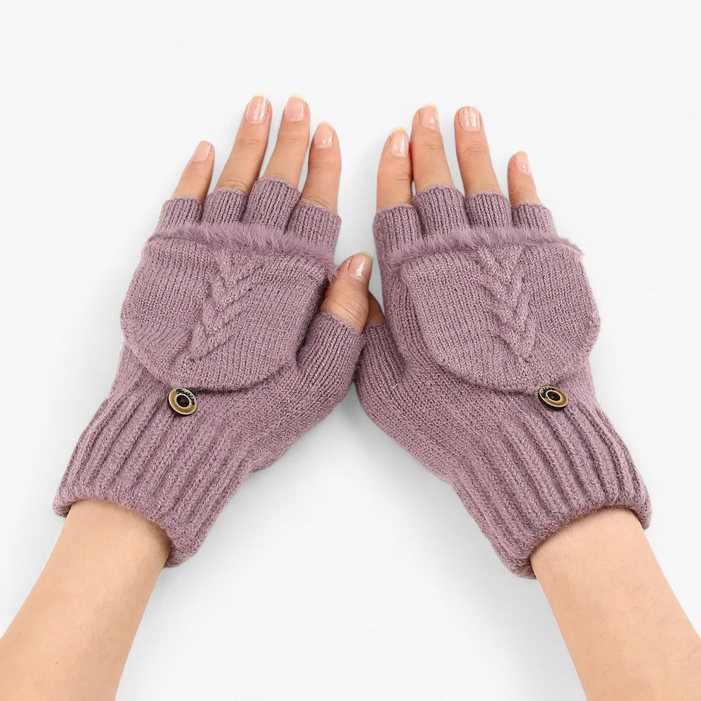 Dame Handsker i Tykt Strik | Foldbart Design & Fingeradgang | Håndbeklædning Til Hverdagsbrug i Koldt Vejr | Vanero