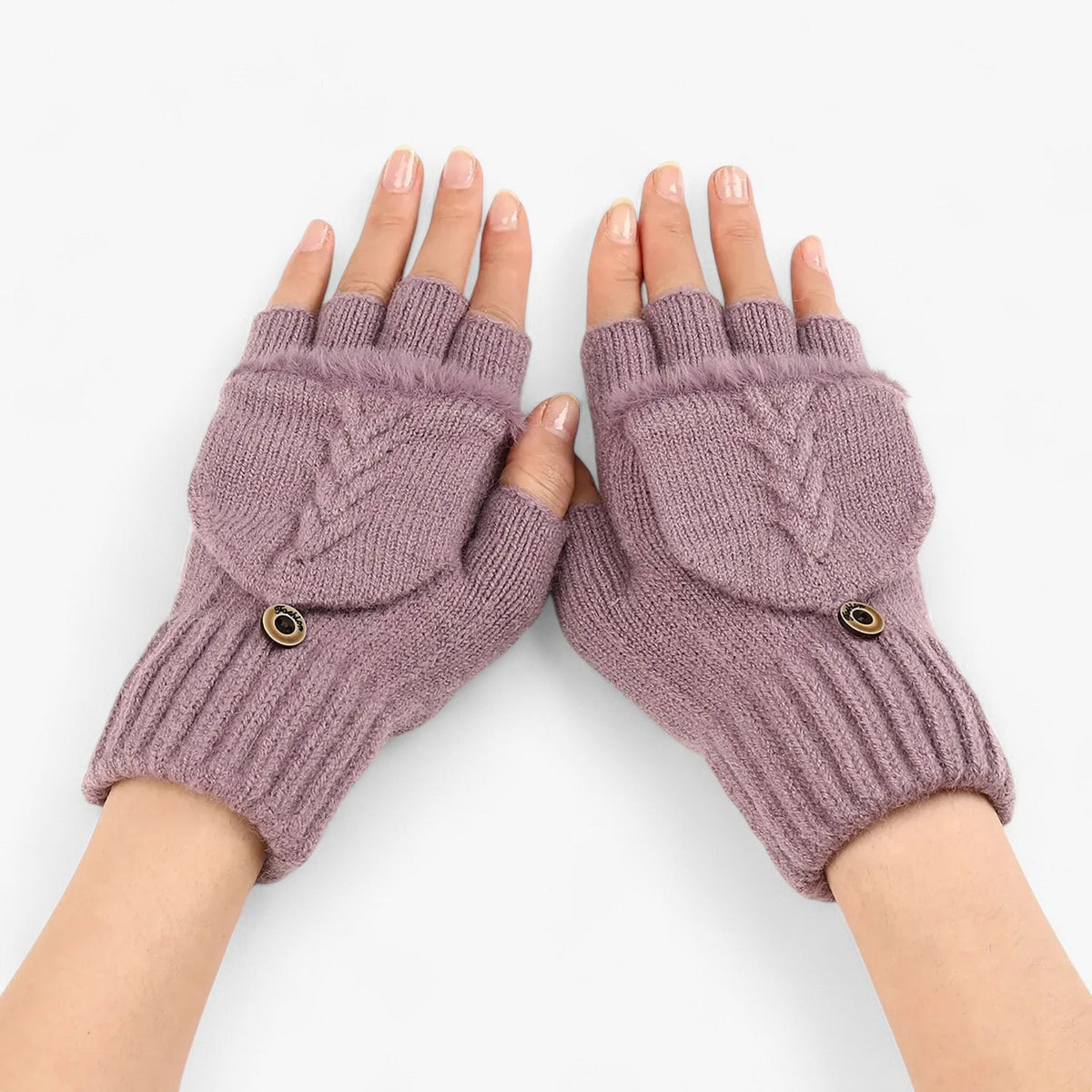 Dame Handsker i Tykt Strik | Foldbart Design & Fingeradgang | Håndbeklædning Til Hverdagsbrug i Koldt Vejr | Vanero