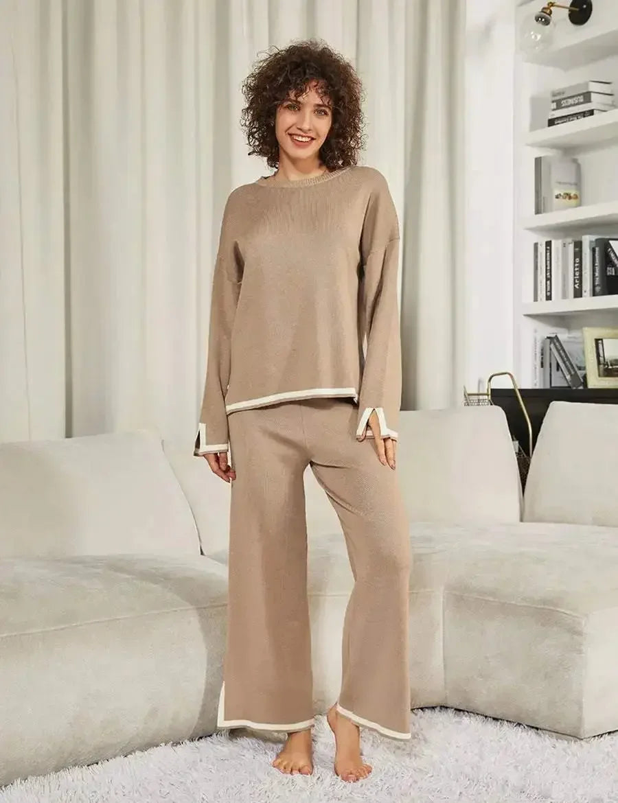 Beige Todelt Outfit | Polyester | Elegant & Hyggeligt l Vanero