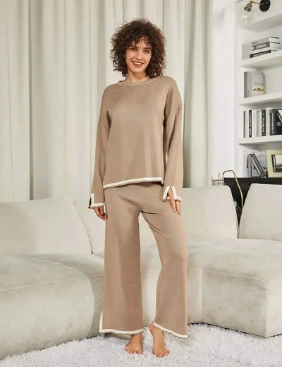 Beige Todelt Outfit | Polyester | Elegant & Hyggeligt l Vanero