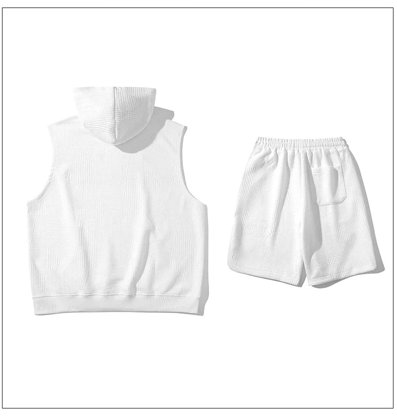 Herresæt Polyesterblanding | Relaxed Fit Skjorte & Shorts Sæt | Kortærmet Design til Hverdagsbrug & Fritidsaktiviteter | Vanero