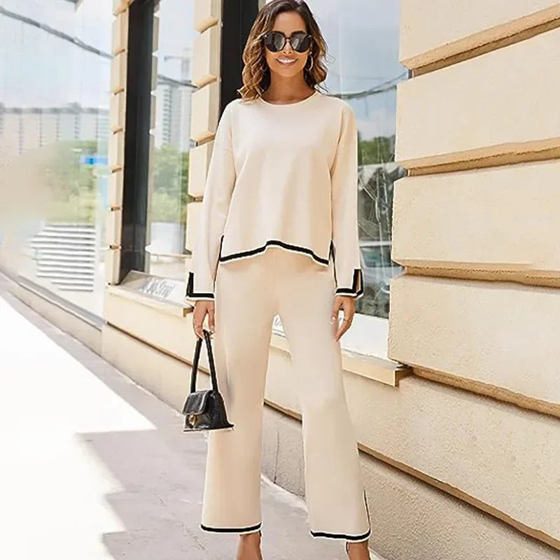 Beige Todelt Outfit | Polyester | Elegant & Hyggeligt l Vanero