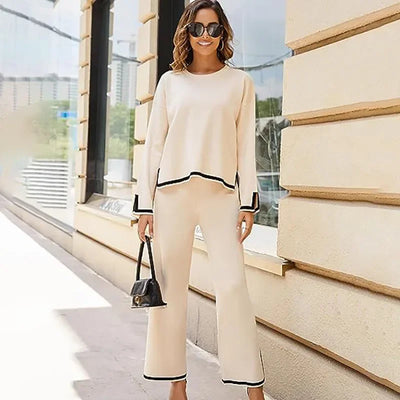 Beige Todelt Outfit | Polyester | Elegant & Hyggeligt l Vanero