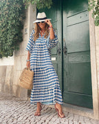 Damekjole Let Tekstilmateriale | Relaxed Fit Blomstret Sommerkjole | Mønstret Design til Sommerbrug & Hverdagsaktiviteter | Vanero