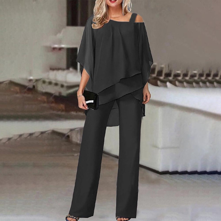Dame To-Delt Jakkesæt Stofblanding | Skræddersyet Cold Shoulder Design | Arbejde & Arrangementer Str. S–3XL | Vanero