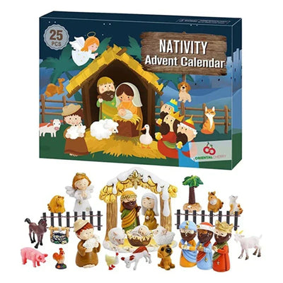HolyTradition | Krybbens Adventskalender med 24 Harzminiaturer | Vanero