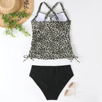 Maud Stribet Tankini-Sæt Polyester Spandex | Regular Fit Badetøj | Tankini Top og Shorts til Strand og Poolbrug | Vanero