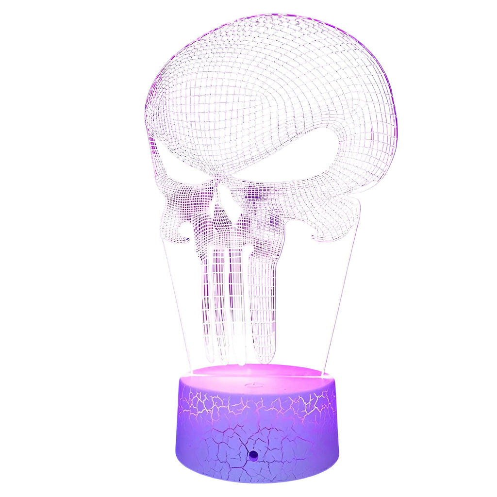 3D Kranie Illusionslampe med LED | Blåt Lys & Optisk Displaydesign | Dekorativ Bordlampe Til Halloween & Temarum | Vanero