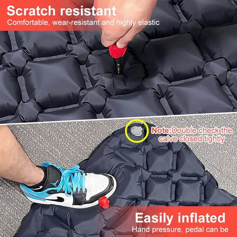 Quick Mattress | Udendørs camping oppustelig madras med pude - indbygget oppustelig pumpe l Vanero