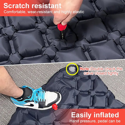 Quick Mattress | Udendørs camping oppustelig madras med pude - indbygget oppustelig pumpe l Vanero