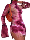 Dame Sommerkjole Polyester | Afslappet Pasform Kjole | Tie-Dye Mønster og Sommerfugleærmer til Hverdags- og Fritidsbrug | Vanero
