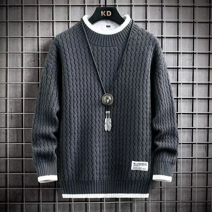 Adrian | Farveblokket Kabelstrikket Turtleneck l Vanero