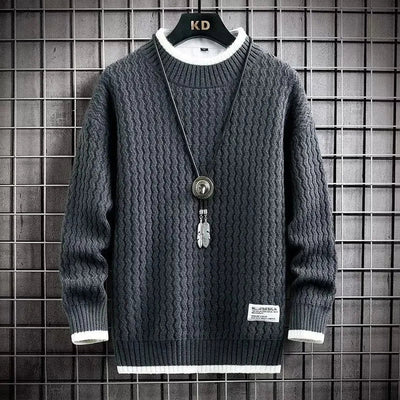 Adrian | Farveblokket Kabelstrikket Turtleneck l Vanero