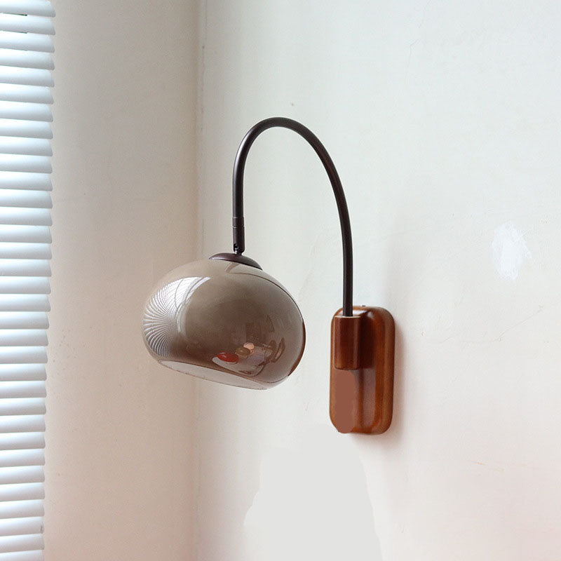 Minimalistisk Væglampe i Glas og Massivt Træ | Europæisk Design med 1 Pære | Vanero