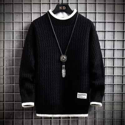 Adrian | Farveblokket Kabelstrikket Turtleneck l Vanero