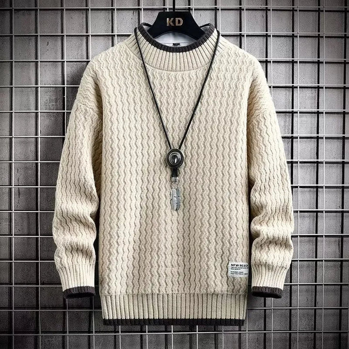 Adrian | Farveblokket Kabelstrikket Turtleneck l Vanero