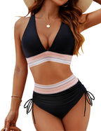 BikiniFlair Nylon Spandex Bikinisæt | Bikini med Frynsedetaljer | Justerbare Stropper til Strand & Pool | Vanero