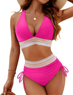 BikiniFlair Nylon Spandex Bikinisæt | Bikini med Frynsedetaljer | Justerbare Stropper til Strand & Pool | Vanero