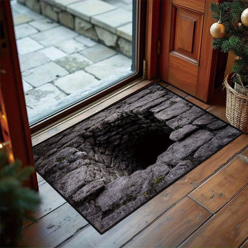 Halloween Dørmåtte | Polyesterfiber Med 3D-Optisk Illusion | Rektangulær 40 × 60 cm Gulvmåtte Til Indendørs Indgange | Vanero
