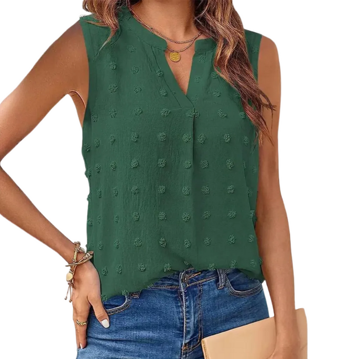 Ærmeløs Bluse I Let Materiale | Løstsiddende Dametop Til Hverdagsbrug | Casual Sommerstil | Vanero