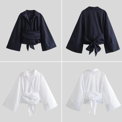 Sonia l Stilfuld Tops bluse med bælte l Vanero