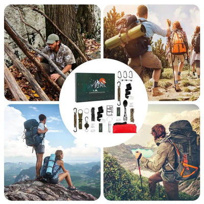 Adventuregear Adventskalender 2025 - 24 Udendørs-Værktøjer | Praktisk Gave Til Eventyrere & Naturvenner | Vaner