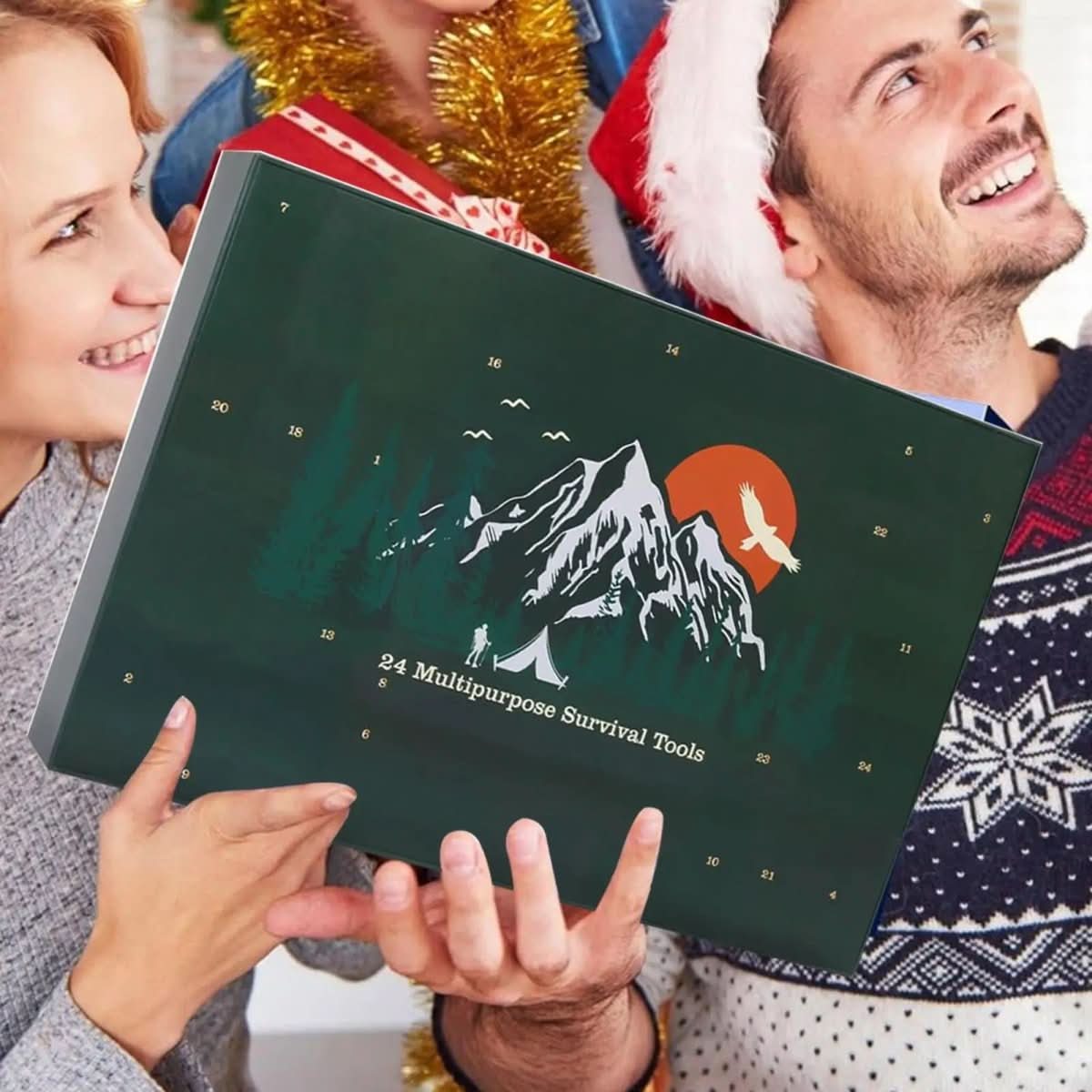 Adventuregear Adventskalender 2025 - 24 Udendørs-Værktøjer | Praktisk Gave Til Eventyrere & Naturvenner | Vaner