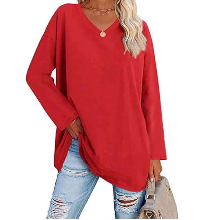 Oversized l V-Hals Langærmet Trøje | Vanero