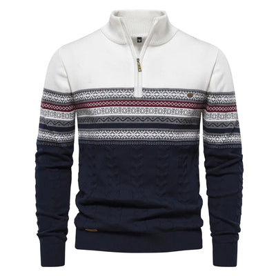 Christian | Retro Halfzip Sweater Med Monsterprint Herre | Vanero