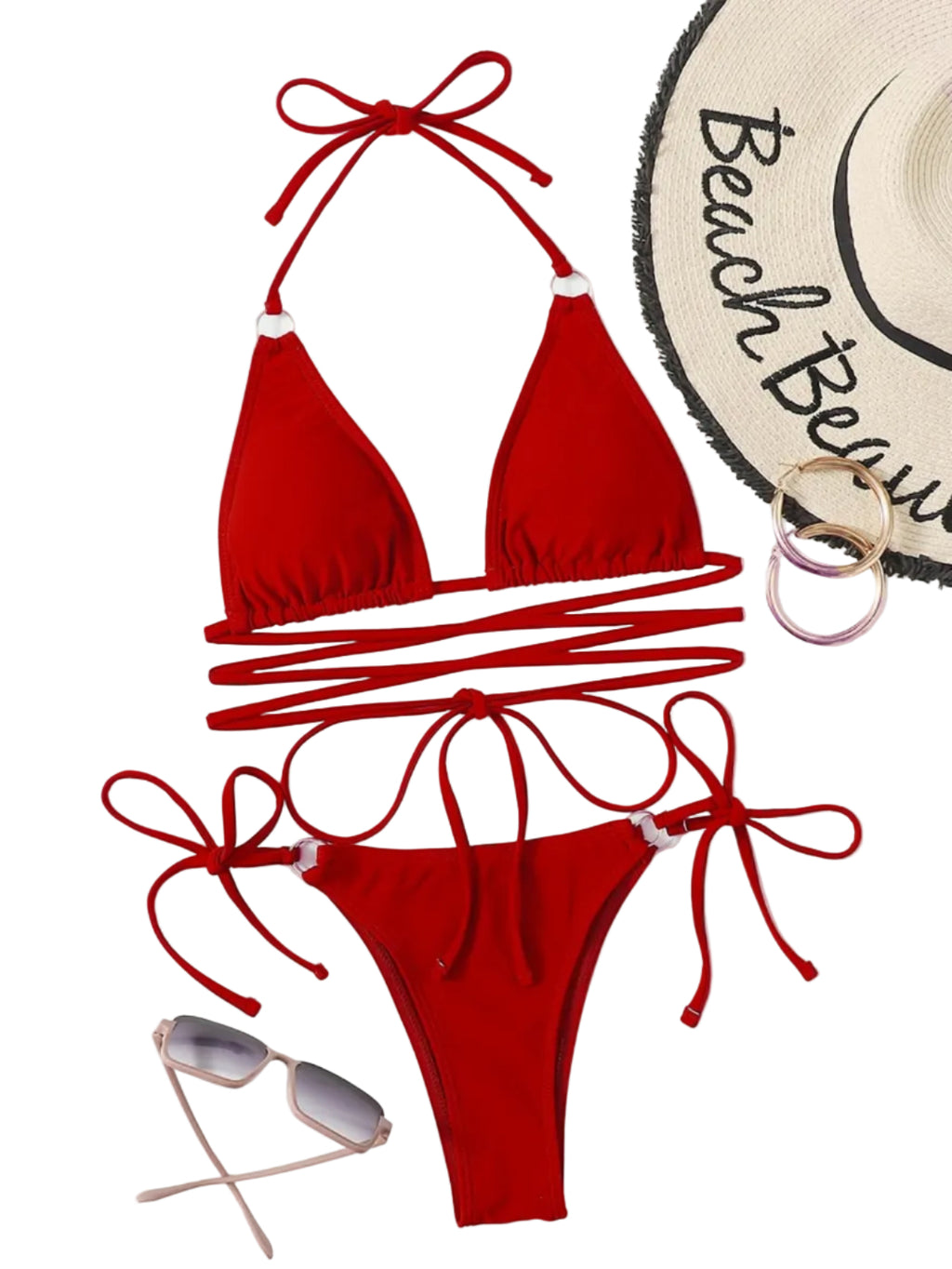 Dame Criss Cross Bikini Sæt | Bindebikini Med Udtagelig Polstring | Strand Og Poolbrug | Vanero