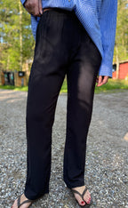Dame Bukser 100% Polyester | Almindelig Pasform Kick-Flare Bukser | Elastisk Talje Til Arbejde & Hverdagsbrug | Vanero