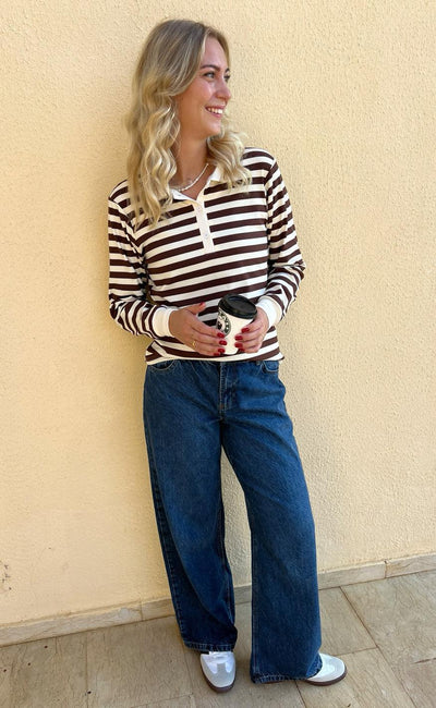 Copenhagen Polo / Bluse - Pamela | Brown Striped | Vanero