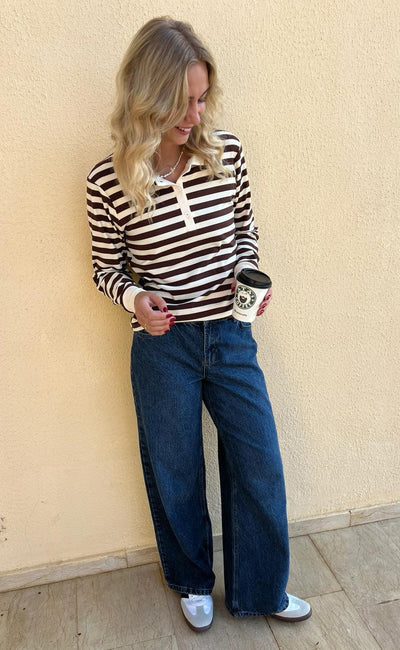 Copenhagen Polo / Bluse - Pamela | Brown Striped | Vanero