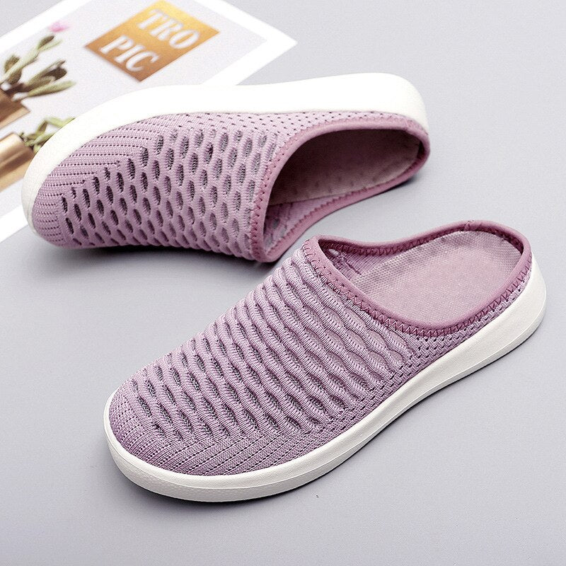 Dame Strikkede Sommersandaler | Slip-On Sandaler Med Åben Tå Og Kilesål | Hverdagsbrug | Vanero