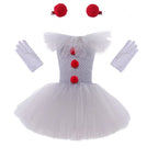 Pige Kostumekjole Polyester & Tylmateriale | Justerbar Strop Tutu Kjole | Klovndesign Til Halloween & Udklædning | Vanero