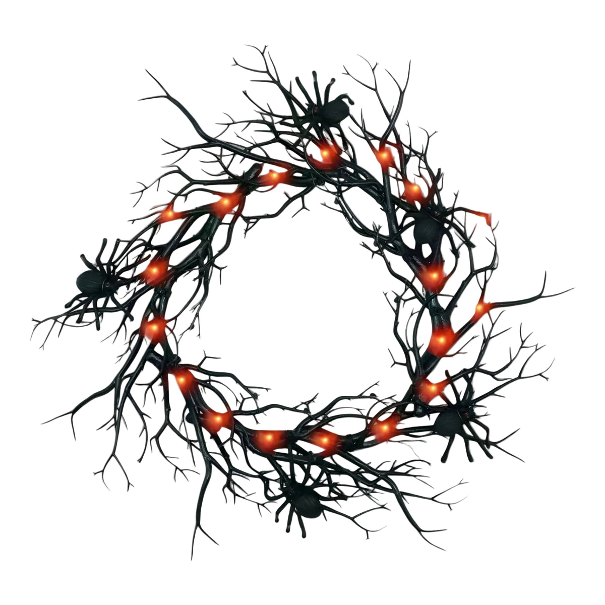 Halloween Flagermus & Edderkop LED-Dekoration | Hængende Kransdesign | Lilla Lysdekoration Til Døre, Vinduer & Sæsonudsmykning | Vanero