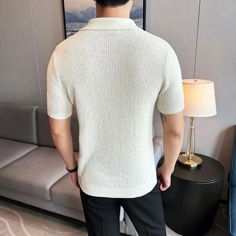 Herre Polo T-Shirt Bomuldsblanding | Regular Fit Polo T-Shirt | V-Hals Design til Hverdagsbrug & Kontorbrug | Vanero