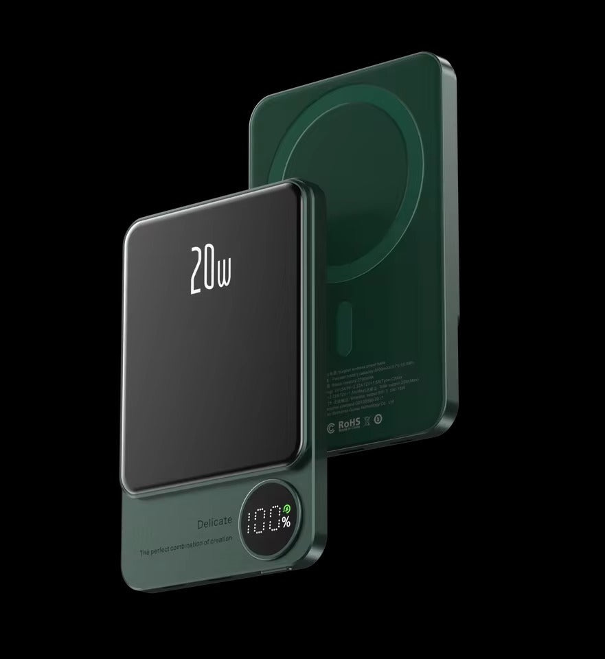 Slimcharge | Magnetisk Powerbank Med Led-Display & Hurtigopladning | Vanero