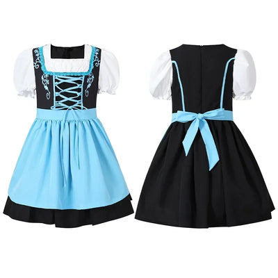 Børne Oktoberfest Dirndl Kjole | Med forklæde og snøring | Vanero