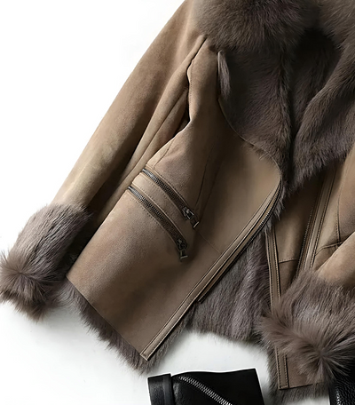 Xenia l L'ateribélle Elegant ruskindsjakke | Vintage ruskindsjakke med behageligt lammeskind l Vanero