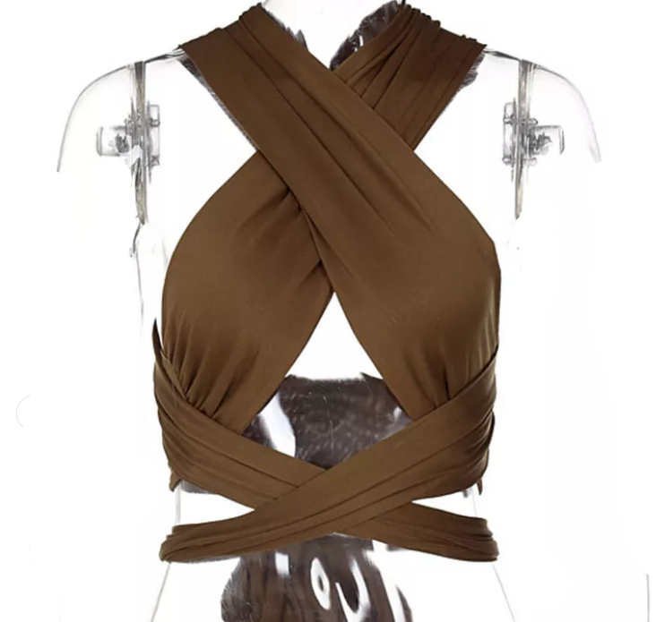Dame Halter Crop Top | Ærmeløs Top Med Krydsede Stropper Og Stretch | Hverdagsbrug Og Sommer | Vanero