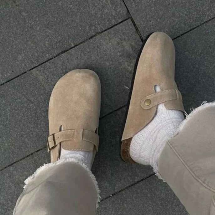Sandaler Læderoverdel | Regular Fit Slip-On Sandaler | Lukket Tå Design Til Indendørs & Udendørs Brug | Vanero
