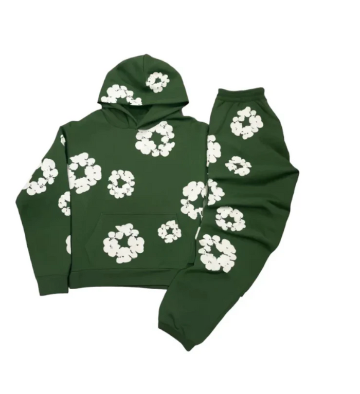 Dame Hættetrøjesæt Tekstilblanding | Relaxed Fit To-Delt Sæt | Blomsterprint Til Hverdag & Fritidsbrug | Vanero