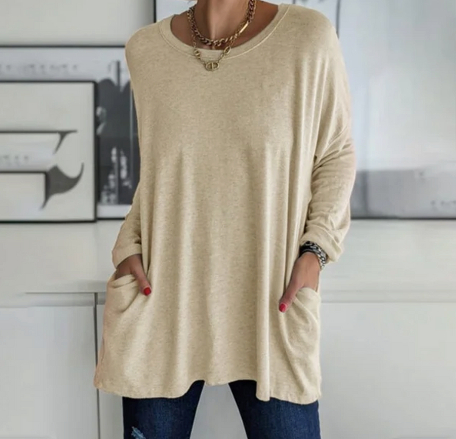 Dame Langærmet T Shirt Let Tekstil | Slim Fit Hverdagstop | Alsidigt Design Til Daglig Brug & Casual Outfits | Vanero