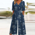 Dame Jumpsuit Polyesterblanding | Relaxed Fit Bred Ben Jumpsuit | Justerbart Taljebånd Design til Hverdagsbrug & Sociale Arrangementer | Vanero